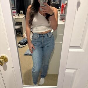 Fashion Nova Light Blue Straight Leg High-Rise Jeans